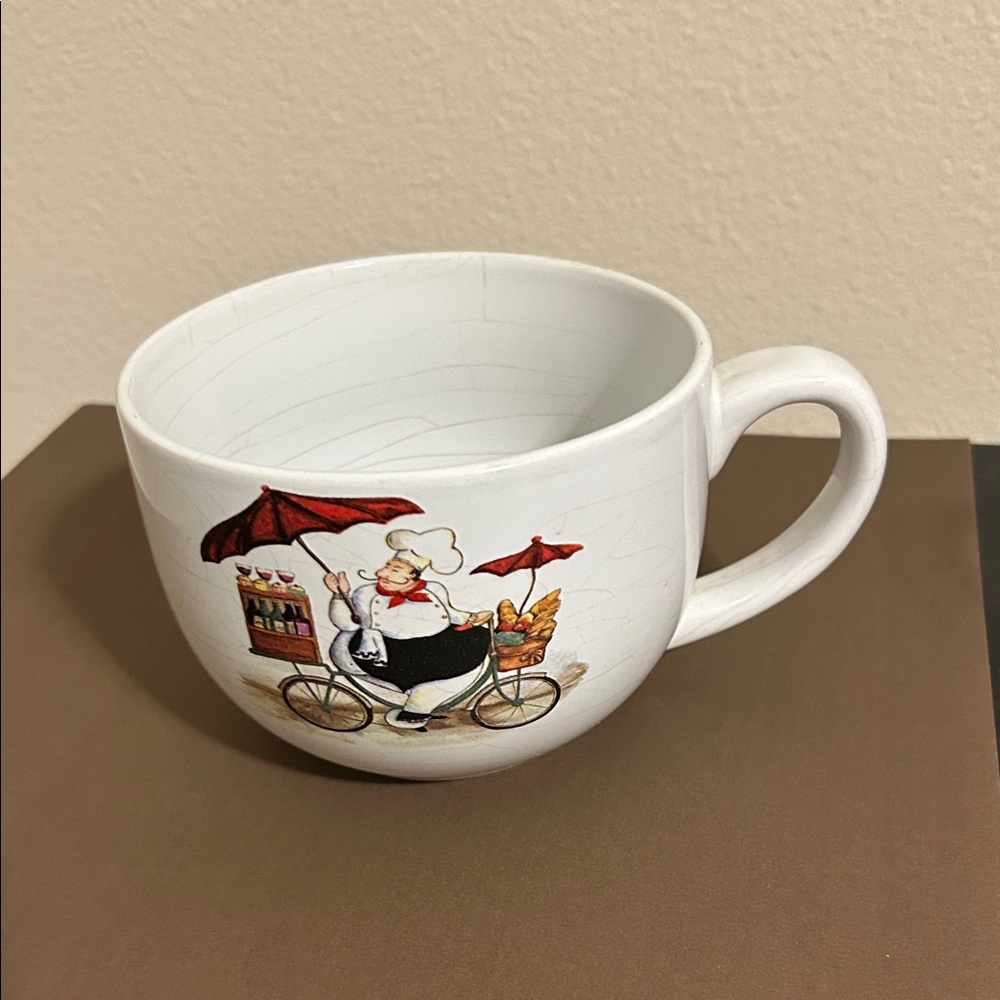 Whimsical White Mug with Chef Design